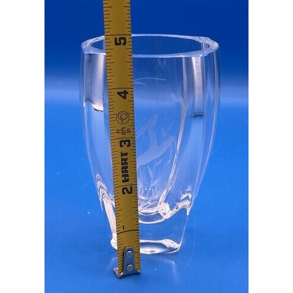 Vintage Skruf Sweden Etched Crystal Vase Deer Prancing Wheat Grass *Pre-Owned* - Picture 8 of 9